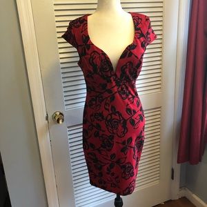 Red and black cocktail dress